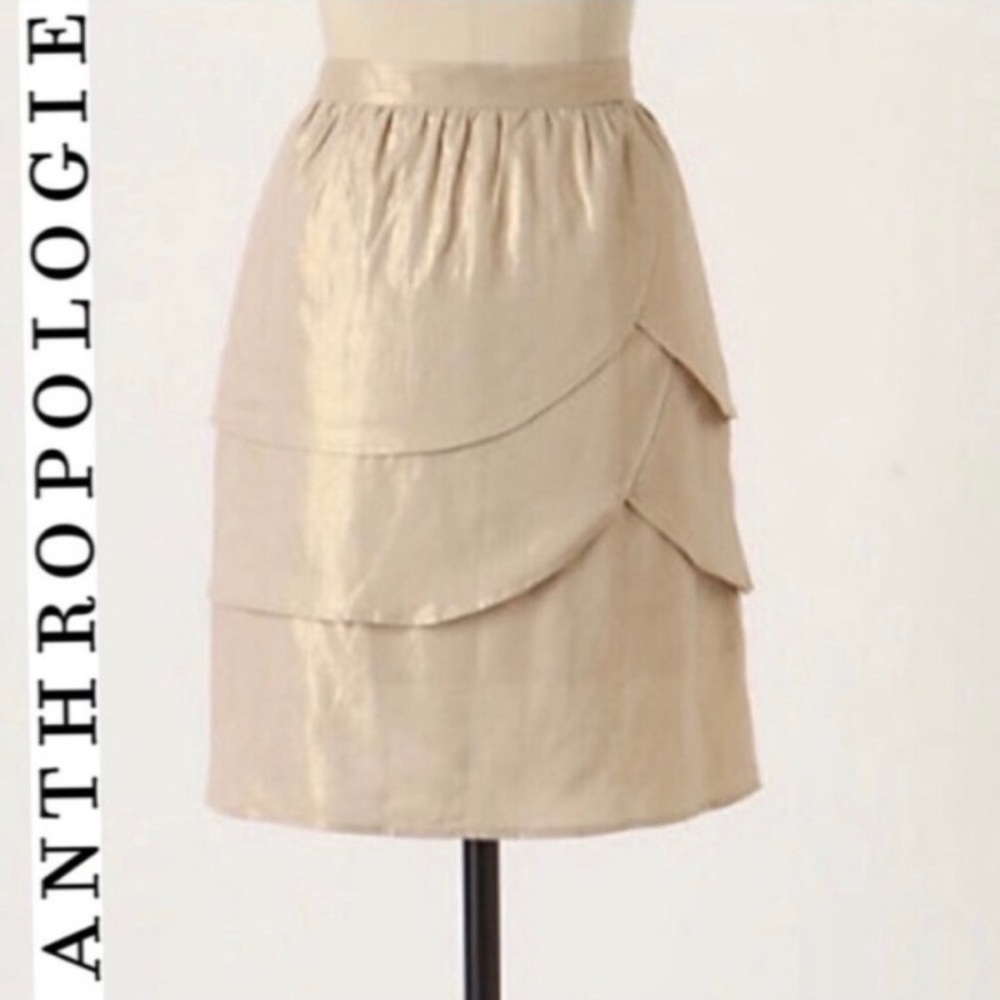 🌟Anthropologie Edmé & Essylte Gilded Lily Petal Tiered Skirt